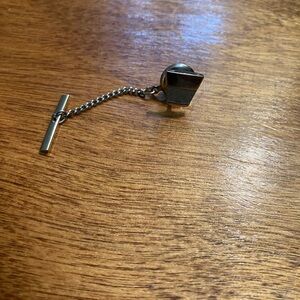 Vintage Silver Tie Tack with Chain